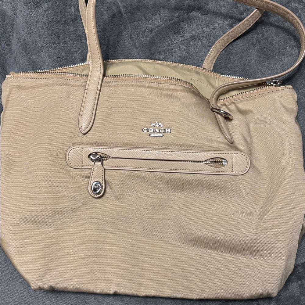 Coach Silver/Putty Zip Tote